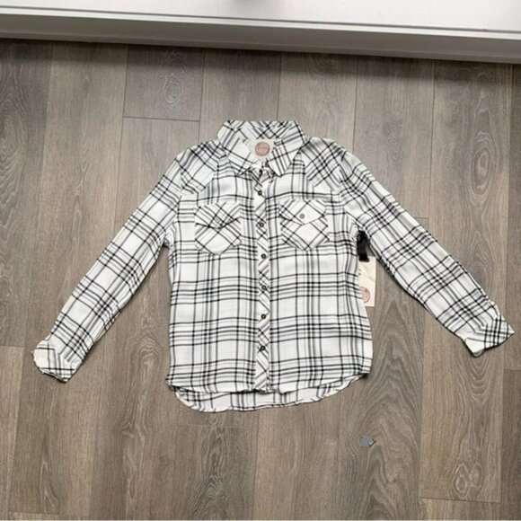 Anthropologie Ash and Ember Button Down Shirt Plaid Flannel Size Medium - Picture 2 of 14